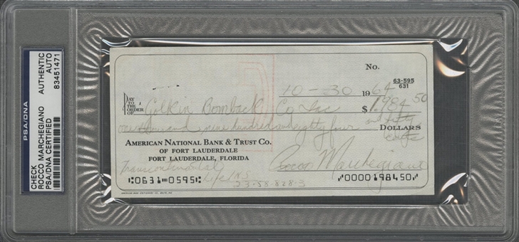 1964 Rocky Marciano Signed Bank Check (PSA/DNA)